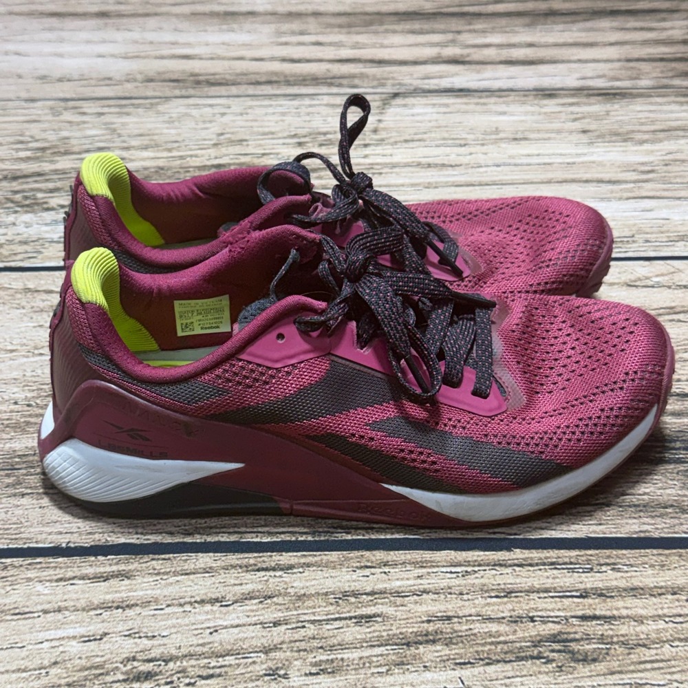 Reebok Nano X1 Les Mills Training Shoes Womens 9.5 Maroon Black Gym Sneakers